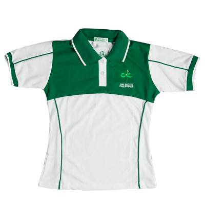 image 1: Green & White Adult Ladies Polo Shirt Large