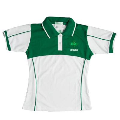 image 1: Green & White Adult Ladies Polo Shirt  Small